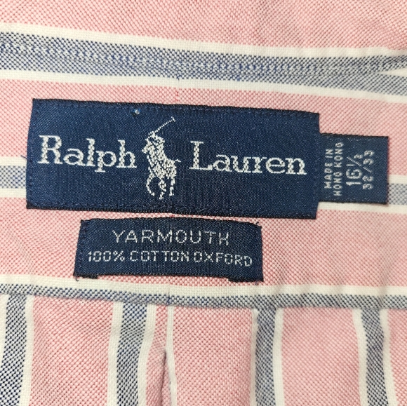 Polo by Ralph Lauren Men's Pink Blue Striped Button Down Shirt Yarmouth - Picture 7 of 8